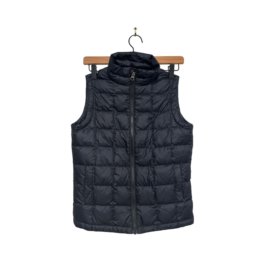 Marmot Kids Black Quilted Down Puffer Vest Full Zip Size Medium